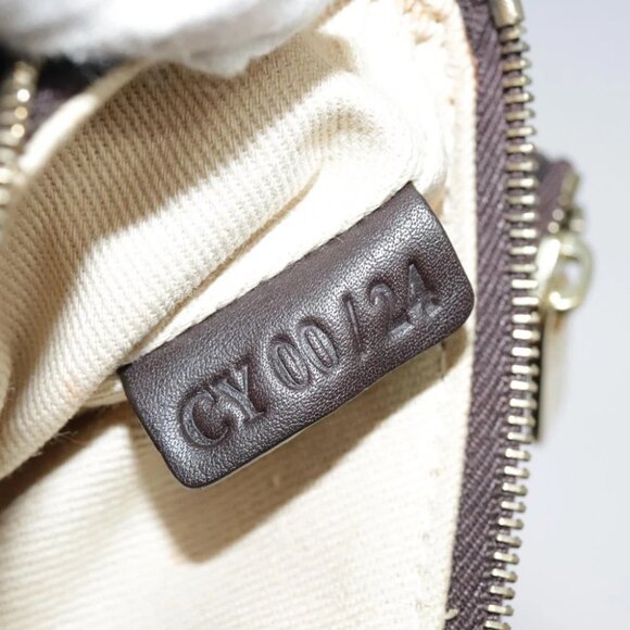 CELINE Macadam Canvas Accessory Pouch PVC Leather White Gold Auth 93826AV - Picture 3 of 14